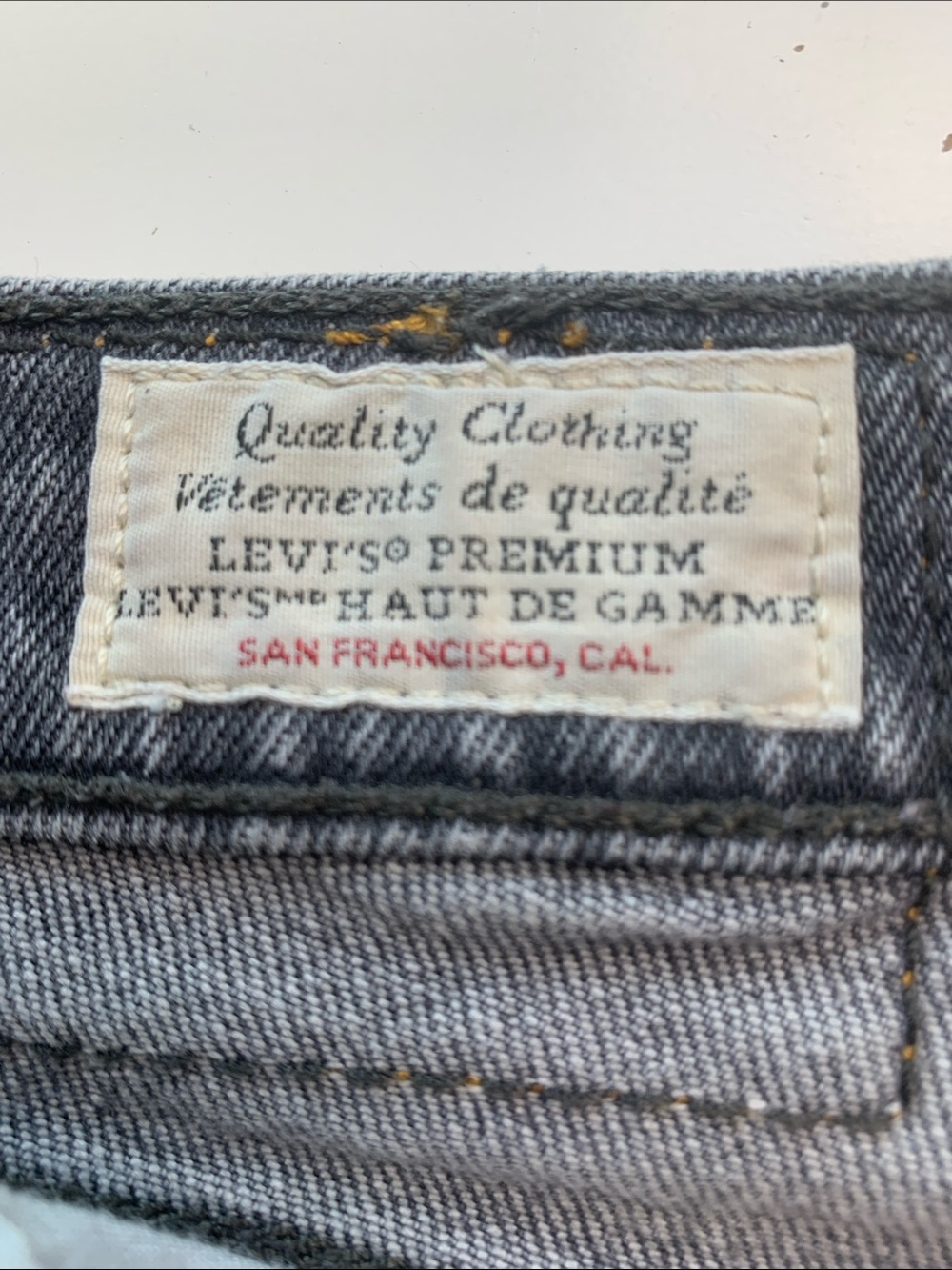 Levi's Premium Denim Washed Gray Slim Straight Jeans, Button Fly - Picture 5 of 15